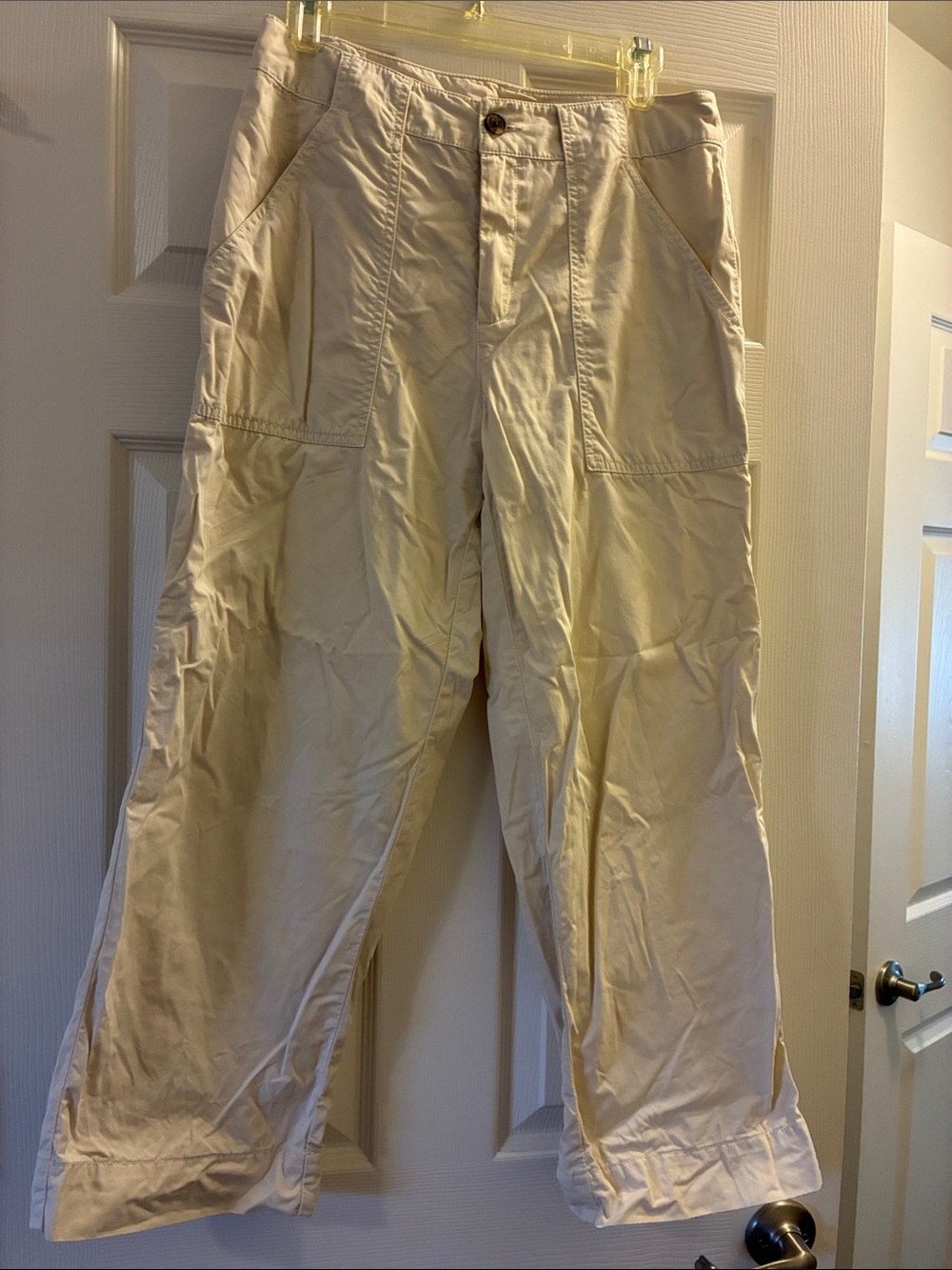 Frances Valentine 100%cotton Cream Wide-Leg Cropped Utility Pants